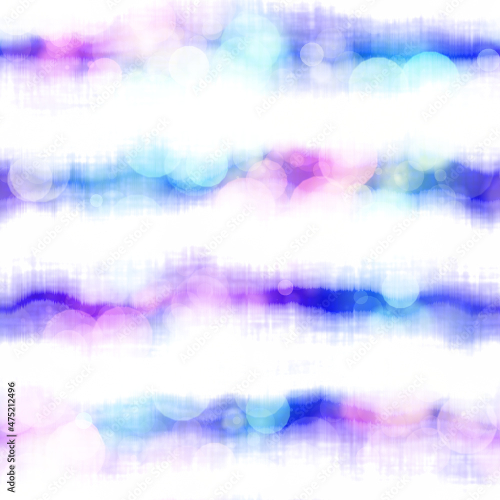 Seamless seventies tie dye stripe bokeh texture. Hippie summer wavy striped repeat background with ink dyed effect. Seamless seventies tie dye stripe bokeh texture. Hippie summer wavy striped repeat background with ink dyed effect.