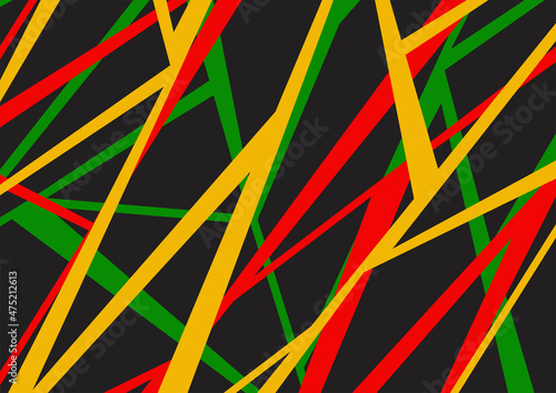 Abstract background with geometric line pattern and with Jamaican color theme
