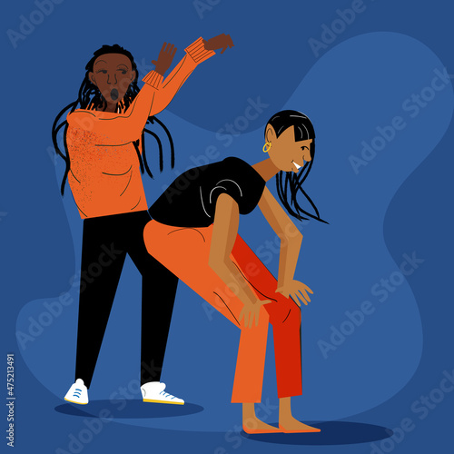 Lesbian couple dancing and having fun