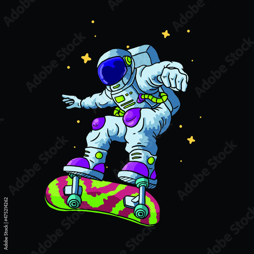 Fototapeta Naklejka Na Ścianę i Meble -  Astronaut Playing Skateboard 