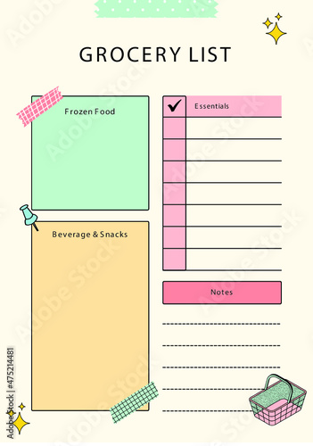 Colorful Playful Grocery List Planner