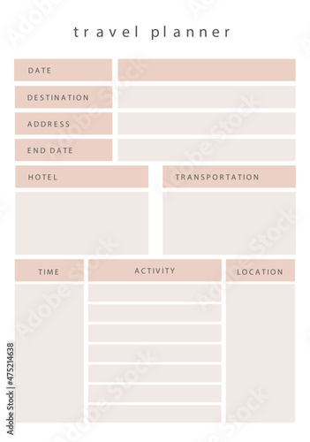 Clean Minimal Travel Planner Sheet