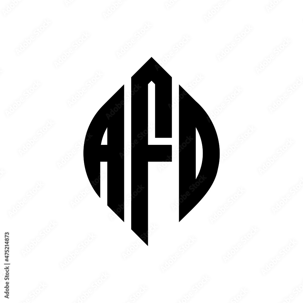 AFD circle letter logo design with circle and ellipse shape. AFD