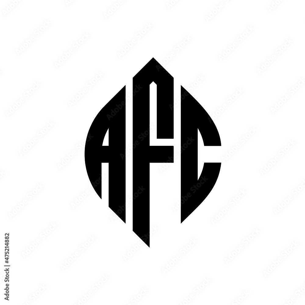 AFC circle letter logo design with circle and ellipse shape. AFC ellipse  letters with typographic style. The three initials form a circle logo. AFC  Circle Emblem Abstract Monogram Letter Mark Vector. Stock
