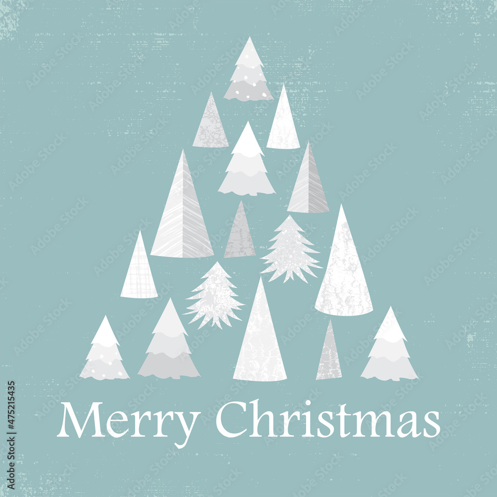 A playful christmas tree made of white trees, in a cut paper style with textures
A playful christmas tree made of white trees, in a cut paper style with textures