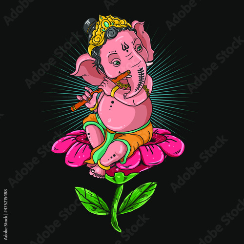 Ganesha God And Flower