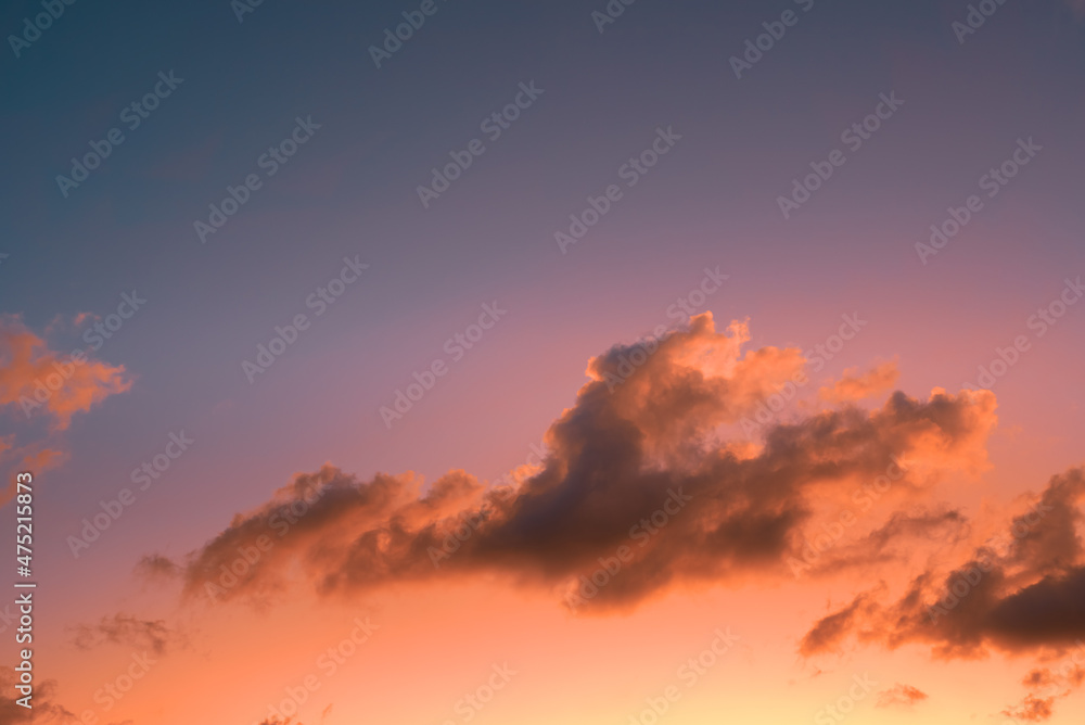 Colorful clouds in the blue sky at sunset 