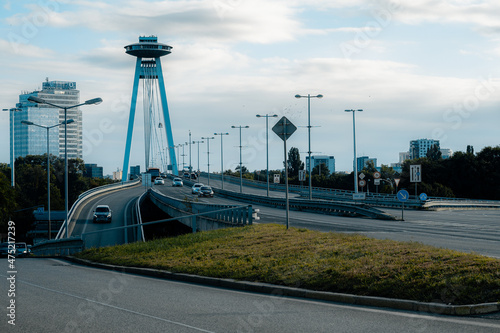 Canvas Print Beautiful view of the famous Novy Most in Bratislava, Slovakia
