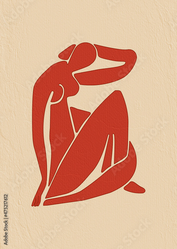 Fototapeta Beautiful minimalist abstract digital art in Henri Matisse style