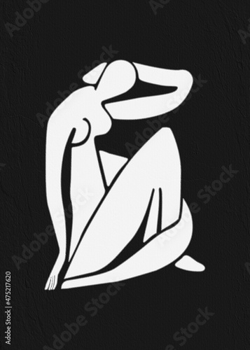 Fototapeta Beautiful minimalist abstract digital art in Henri Matisse style