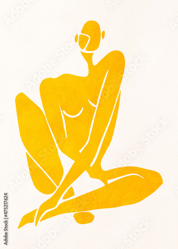 Obraz na plátně Beautiful minimalist abstract digital art in Henri Matisse style