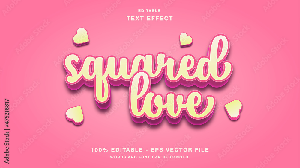 Squared Love Text Effect Editable