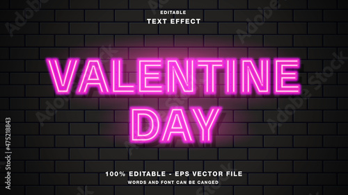 Valentine Day Neon Text Effect Editable