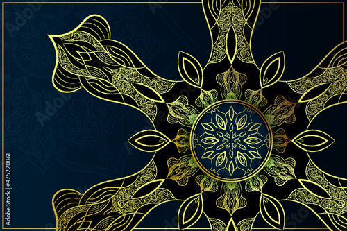 Luxury Mandala Islamic Background with Arabesque Pattern, Ornamental Background . Wedding card, Cover.