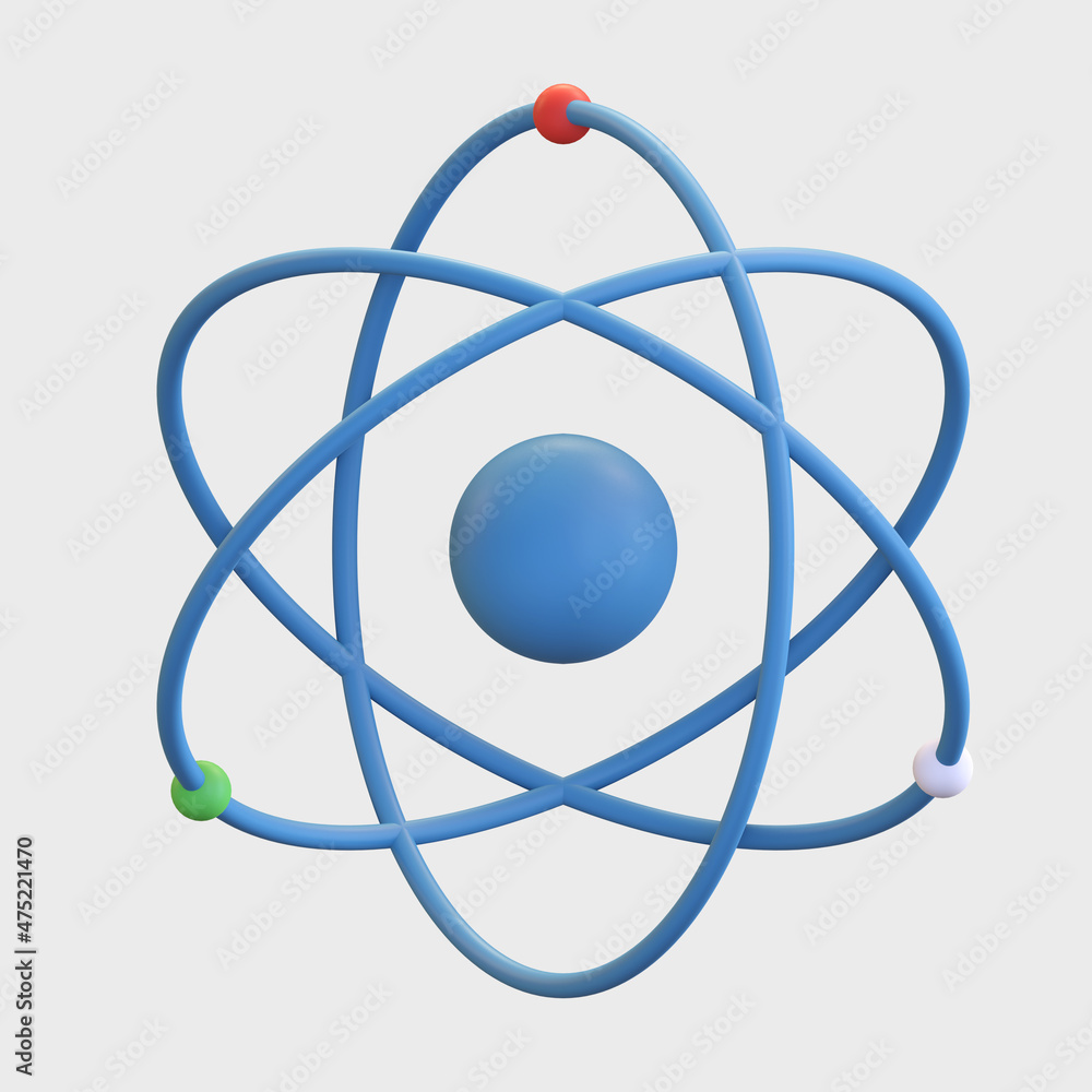 atom physics science icon school education 3d render illustration atom physics science icon school education 3d render illustration