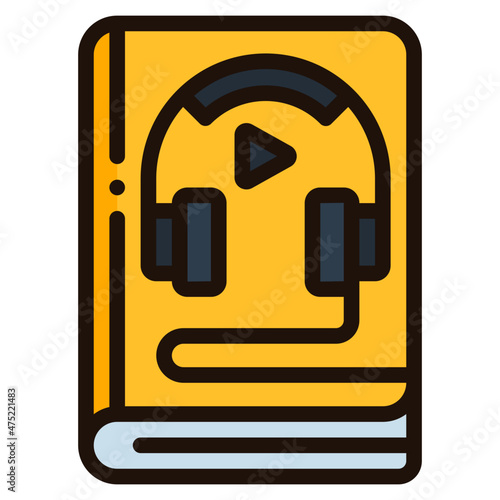 audiobook blue line icon