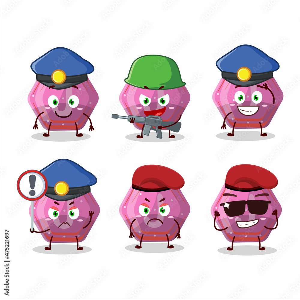 A dedicated Police officer of pink gummy candy j mascot design style