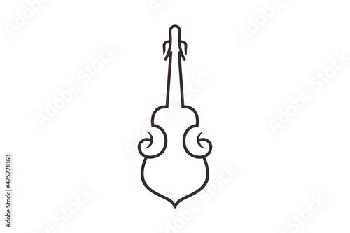 Line Art Violin Viola Fiddle Cello bass Clef music note instrument logo design inspiration