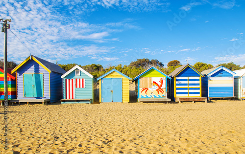 Colorful Beach House at Brighton Beach in Melbourne Australia