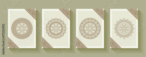 Vintage mandala greeting card with ornament pattern design