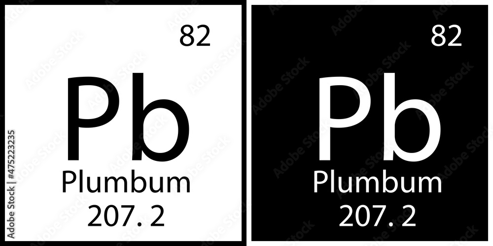 Plumbum chemical element. Mendeleev table. Modern design. Education