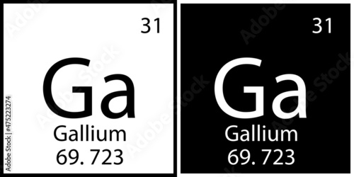 Gallium chemical element. Modern design. Mendeleev table. Education background. Vector illustration. Stock image. 