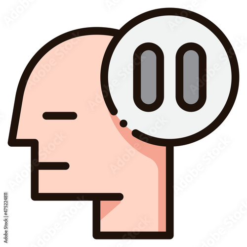 expressionless blue line icon