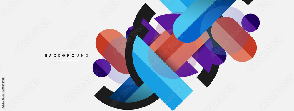 Geometric shapes composition abstract background. Circles lines and rectangles. Vector illustration for wallpaper banner background or landing page Geometric shapes composition abstract background. Circles lines and rectangles. Vector illustration for wallpaper banner background or landing page