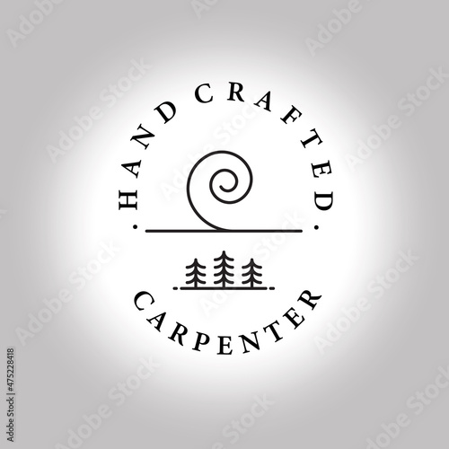simple carpenter logo icon vector illustration design line art