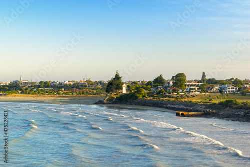 Landscape Scenery of Caroline Bay Beach Timaru, South Island New Zealand; During Morning Time