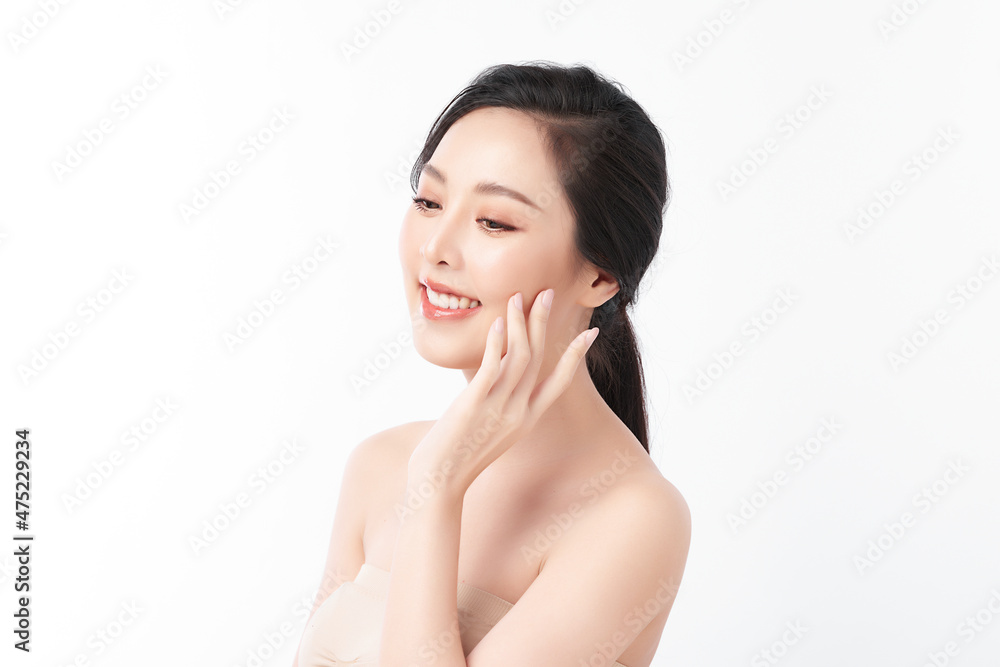 Beautiful young asian woman with clean fresh skin on white background, Face care, Facial treatment, Cosmetology, beauty and spa, Asian women portrait. Beautiful young asian woman with clean fresh skin on white background, Face care, Facial treatment, Cosmetology, beauty and spa, Asian women portrait.