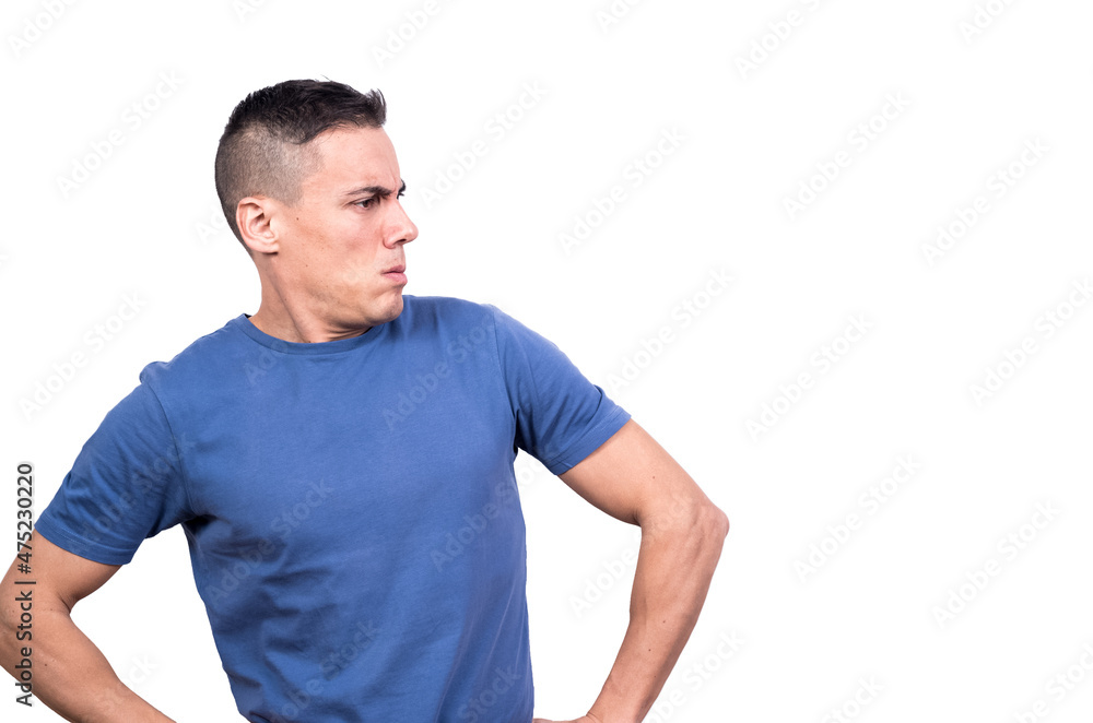 Man looking to the side with expression of disbelief Man looking to the side with expression of disbelief