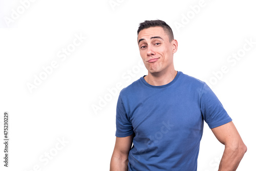 Man looking at the camera with cocky expression photo