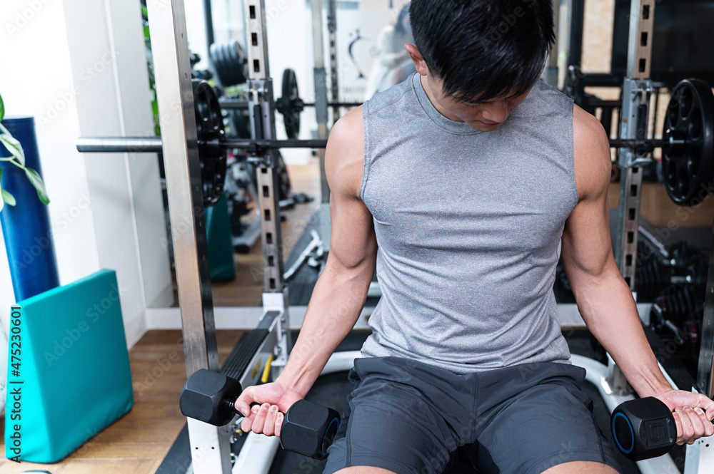 Asian man in training with beautiful muscles.
Asian man in training with beautiful muscles.