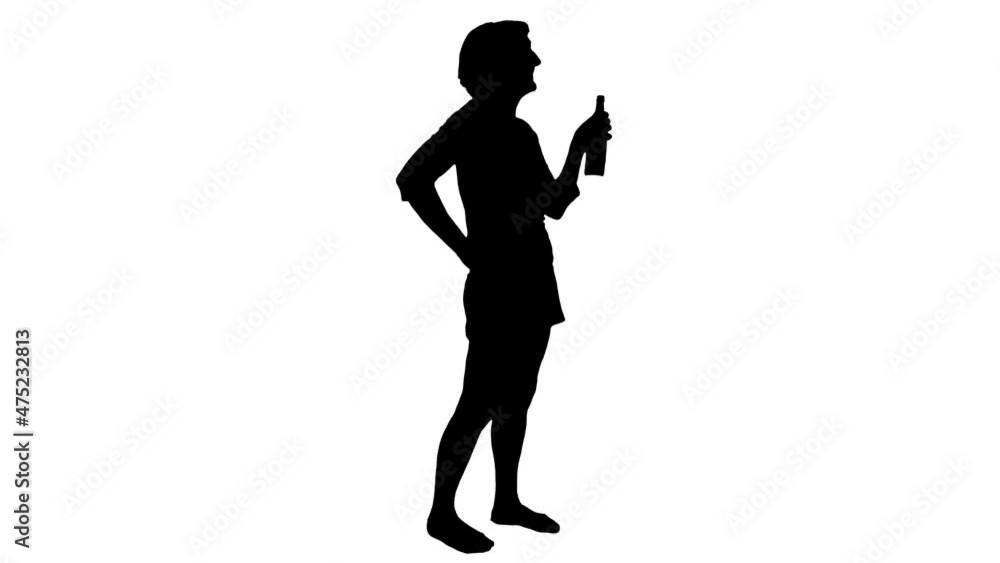 Girl in Disco or Club drinking beer, dancing and laughing, Black and White Silhouette for Motion Graphics Effects Girl in Disco or Club drinking beer, dancing and laughing, Black and White Silhouette for Motion Graphics Effects