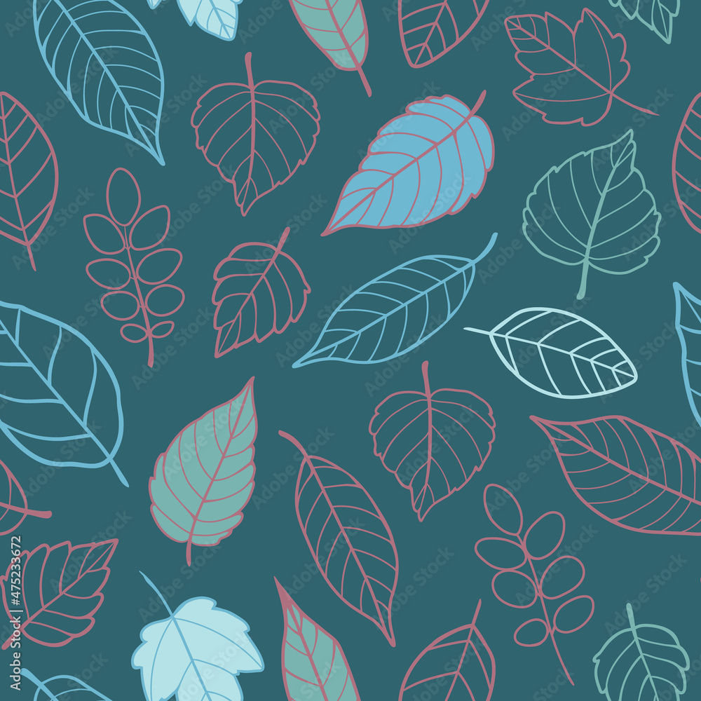 seamless plant pattern from different leaves
