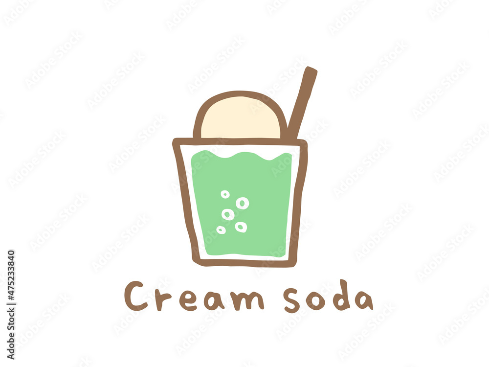 かわいいドリンクのクリームソーダ/手描きイラスト かわいいドリンクのクリームソーダ/手描きイラスト