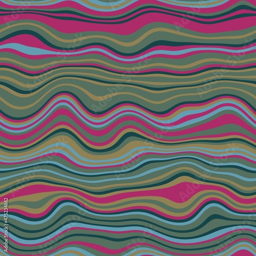 Seamless wavy stripe trendy surface pattern design for print. High quality illustration. Curved striped simple abstract digitally rendered repeat tile for fashion, fabric, textile, interior, or decor.