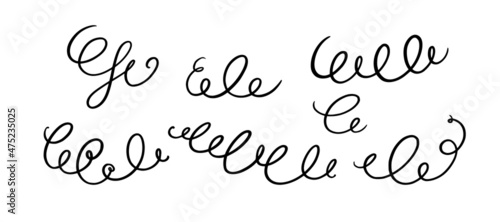 Squiggle and swirl lines. Set of hand drawn calligraphic swirls. Vector illustration in doodle style