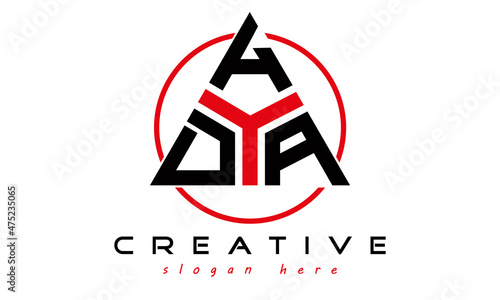 emblem badge with wings DHA letter logo design vector, business logo, icon shape logo, stylish logo template