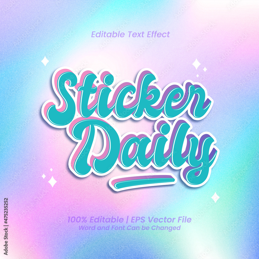 Path Sticker Daily Cutting Printable Rainbow cartoon style editable text effect