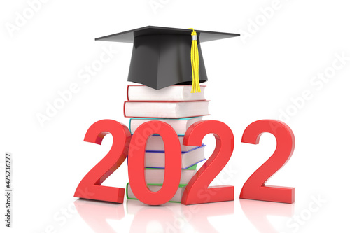 New Year 2022 Creative Design Concept with books - 3D Rendered Image