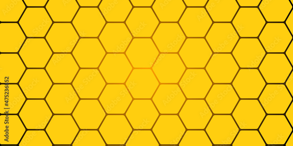 Fototapeta premium abstract yellow light background with hexagons