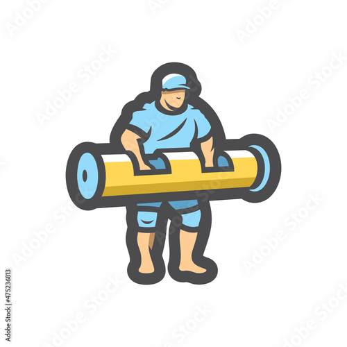 Muscle Man bodybuilder strongman Vector icon Cartoon illustration