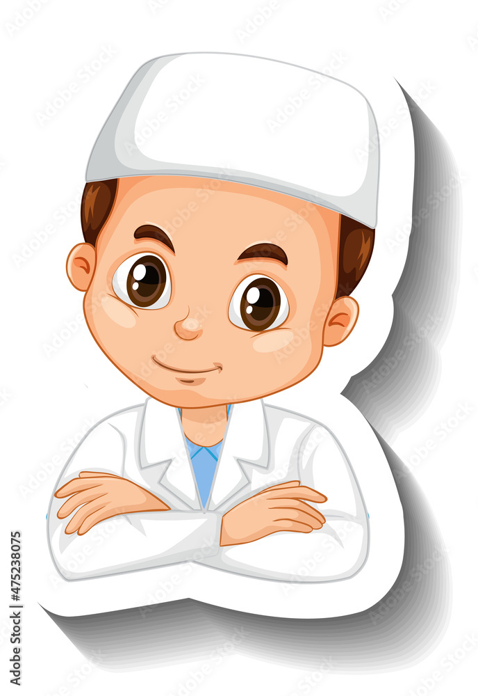 Muslim scientist boy cartoon character sticker Muslim scientist boy cartoon character sticker