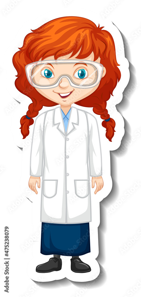 Scientist girl cartoon character sticker Scientist girl cartoon character sticker