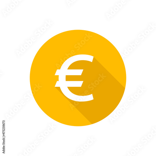 Euro flat vector button icon