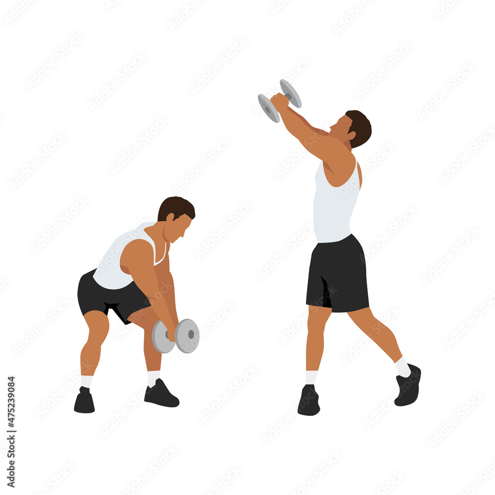Man doing Dumbbell Woodchop exercise. Flat vector illustratioan isolated on white background Man doing Dumbbell Woodchop exercise. Flat vector illustratioan isolated on white background