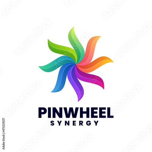 Vector Logo Illustration Pinwheel Gradient Colorful Style.