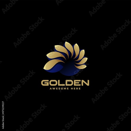 Vector Logo Illustration Golden Gradient Colorful Style.